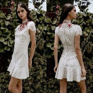 Alice + Olivia Myrtis Mock Neck Lace Party Dress NWT
